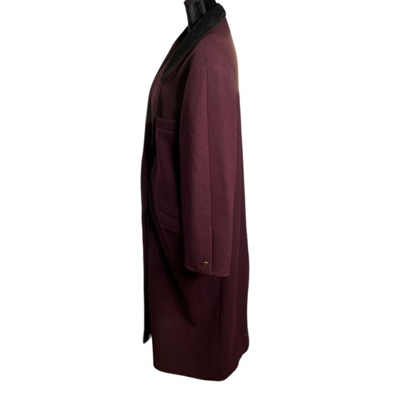 Larry Levine Jacket Womens XL Purple Wool Trench Coat Long Vintage - Picture 6 of 16